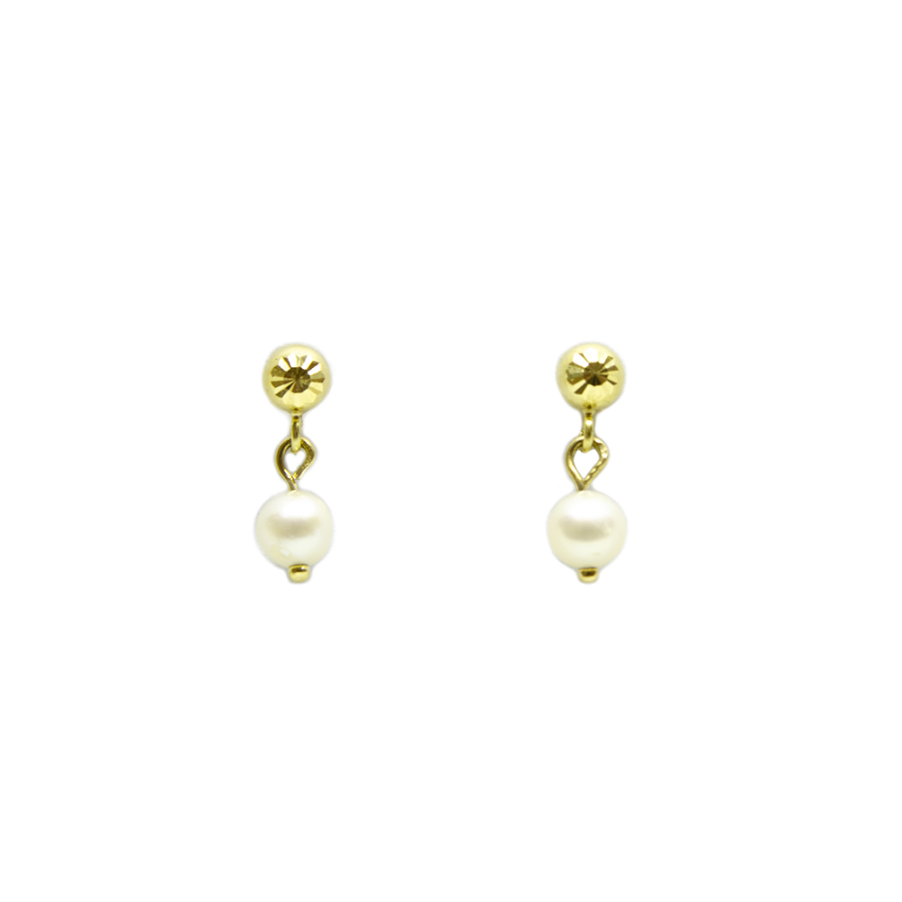 Brinco Bola e P�rola em Ouro 18 Kilates � 25290